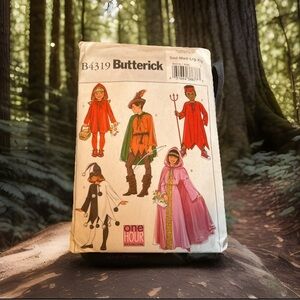 Butterick 4319 SM-XL Children's Costume Sewing Pattern Uncut Hood Cape Hat Mask